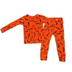 Baby Gap Orange Vibrant Lightning Bolt Pajama Set Size 3T